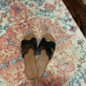 Black leather sandals